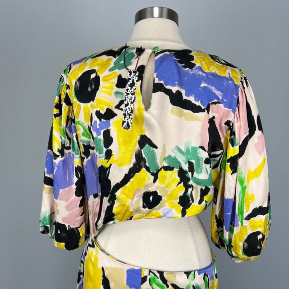 ASOS Edition Womens Blouson Sleeve Cut Out Midi Dress Oversized Floral Print 12 - Picture 11 of 16